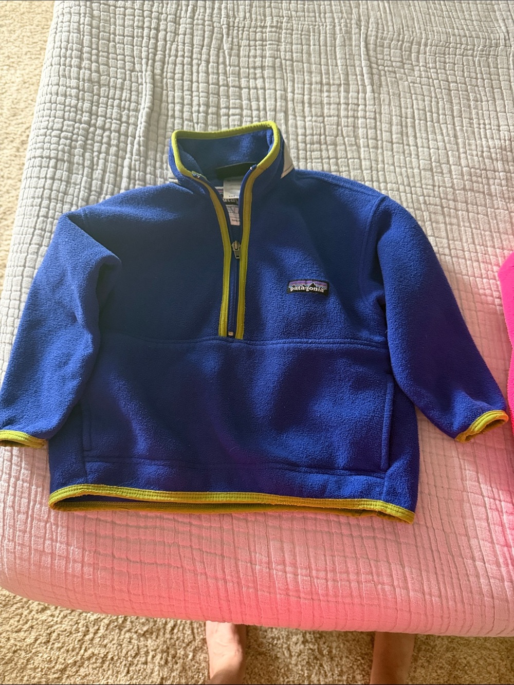 Patagonia Kids Royal Blue Fleece Half-Zip with Yellow Trim
